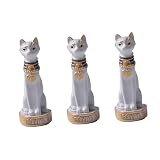 Garneck 3 Piezas Estatua De Diosa Figuras De Animales En Miniatura Decoración del Hogar Figura Coleccionable Decoración Egipcia Antigua Estatua Mitológica Resina Blanca Decoración De