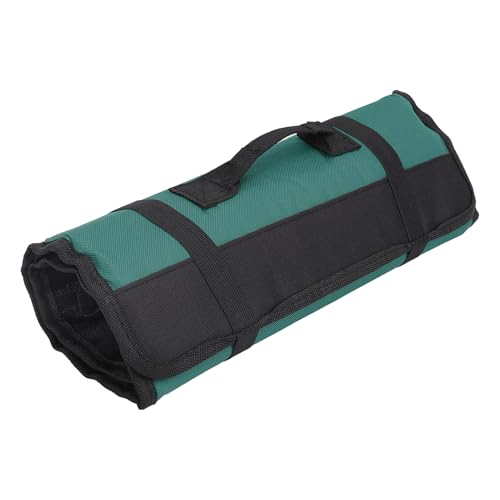 OEBUAFI Bolsa para Cuchillos de Chef, Rollo de Lona de 22,4 X 14 Pulgadas con 20 Ranuras para Tenedores, Cucharas y Utensilios, Bolsa de Almacenamiento Portátil para Estudiantes de (GREEN)