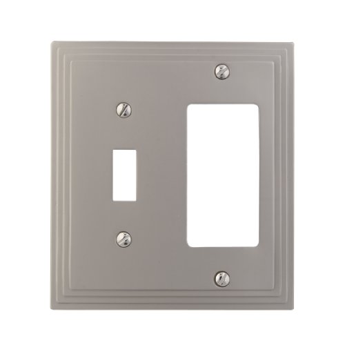 Amerelle Steps Single Toggle/Single Rocker Cast Metal Wallplate in Satin Nickel Small