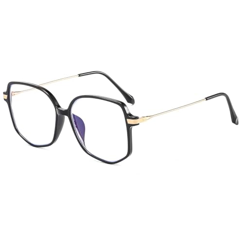 Suertree Gafas de distancia con filtro de luz azul, gafas ligeras y miopíes, gafas de moda Myopia, metal para mujer y hombre, negro, -1,5 dioptrías