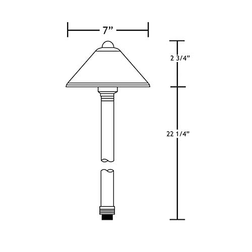 Volt Conehead 12V Black Brass Path Light (7" Shade, 25" Tall) With 3W 2700K G4 Led Bulb #TOP6