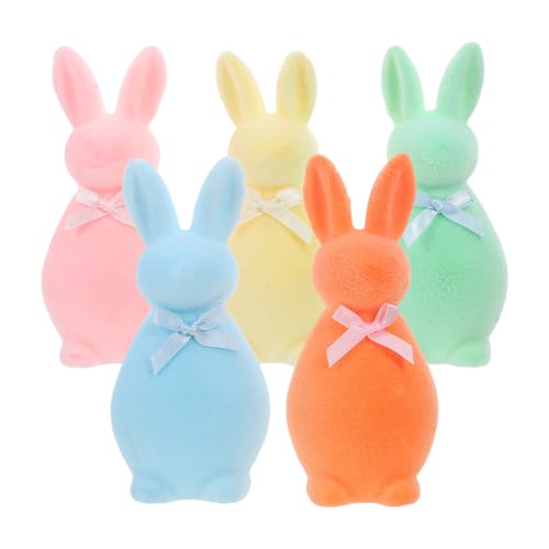 Estatua de conejo flocked para decoración de mesa