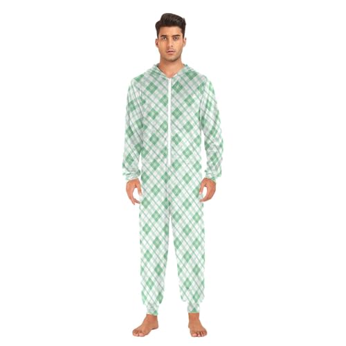 Light Green Plaid Adult Unisex 1 Piecing Pajamas For Women Men Funny Halloween Costumes2