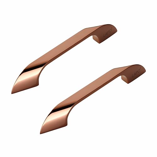 Image of LAPO 4 Inch Cabinet Handles for Kitchen Units, Suitable for Wardrobe and Pooja Mandir, Scratch Resistant Surface, DIY Installation, 3 Years Warranty (96mm, PVD Rose Gold Finish, Pack of 2) - Twist