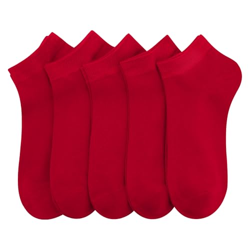 SERISIMPLE Women Viscose Bamboo Ankle Socks Low Cut Thin Sock Lightweight Pastal Color Soft Sock 5 Pairs (US Alpha Large Regular Regular Red)