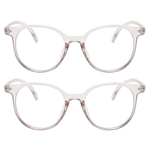 Image of OWL Round Blue Light Blocking Fake Eyeglasses for Women Men - Lightweight Frame, Anti UV400 Rays Protection Eyewear - 2 Pack
