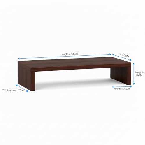 Image of flux Monitor Stand Wooden | Monitor Stand Riser | PC Stand For Desktop Table | , Non Slip, Material: Particle Board Wooden Walnut Brown