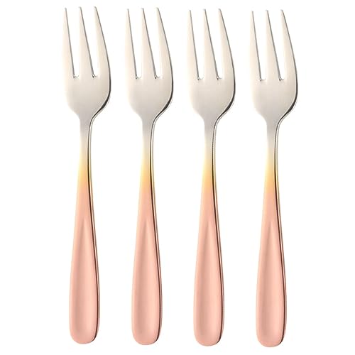 COLLBATH 4pcs Stainless Steel Fork Table Forks Forks Escargot Forks Food Forks Mini Dessert Forks Cocktail Forks Rainbow Dinner Forks Appetizer Forks Silverware Kitchen Utensils
