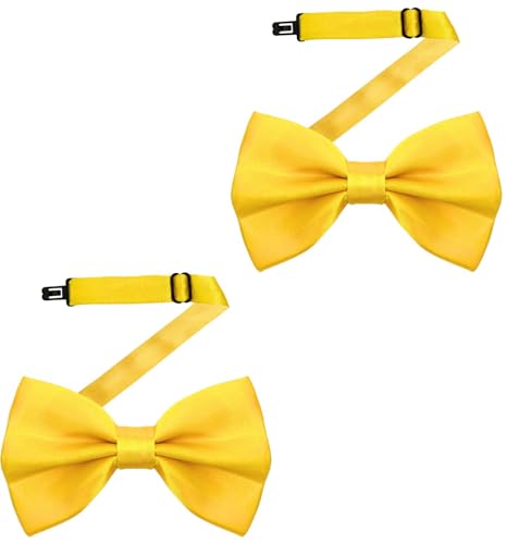 Image of MDSTYLE Bow Ties for Men Pre-Tied Adjustable - Classic Men's Bow Tie - Tuxedo Wedding Formal Bowtie Solid Color Bowties (Yellow 2pcs)