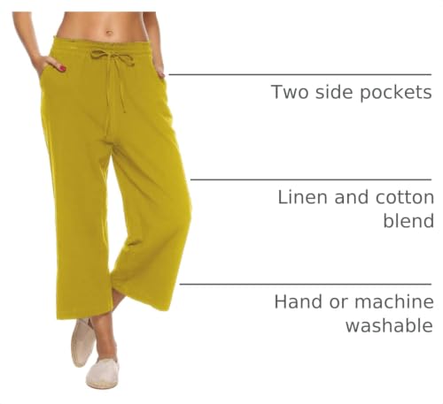 Image of LNX Women's Linen Pants Wide Leg High Waisted Capri Pants with Pockets