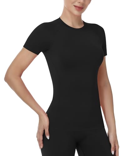 Runhit Compression Shirt Women Short Sleeve Workout Tops Athletic Gym Moisture Wicking T-Shirt Running Yoga Base Layer2