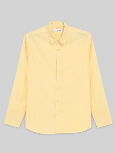 Image of StitchX Men's Full Sleeve Solid Casual Shirt Parmesan Yellow-S-2XL