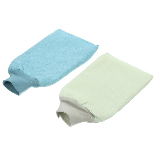 OATIPHO 3pcs Thickened Dual-Sided Exfoliating Bath Gloves Blue Green Pink for Gentle to Firm Massage Dead Skin Removal Stimulation Suitable for All Skin Types Men and Women