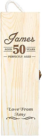 howson london Personalised Engraved Wooden Wine Gift Bottle Box Birthday Gift Red Wine Vintage Chest 18th 21st 30th 40th 50th 60th 80th