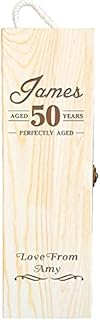 howson london Personalised Engraved Wooden Wine Gift Bottle Box Birthday Gift Red Wine Vintage Chest 18th 21st 30th 40th 50th 60th 80th