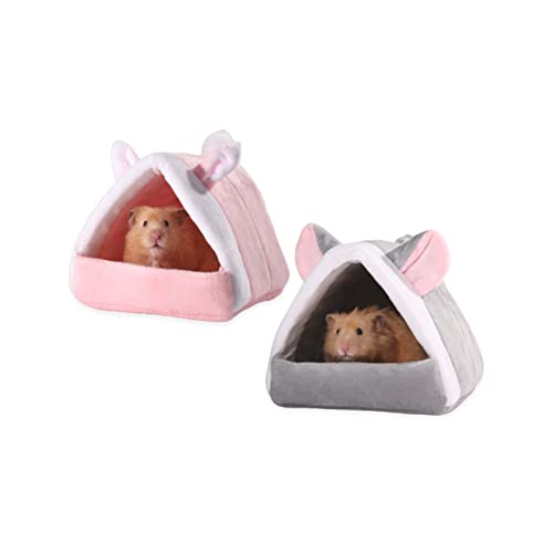 新版 ハムスター 暖かい ハウス 巣箱 可?い ウサギ型 ネズミ型 2セット15*15cm ふわふわ 布製ハウス あったか寝袋 小動物ベッド 寒さ対策 防寒 保温 Lサイズ