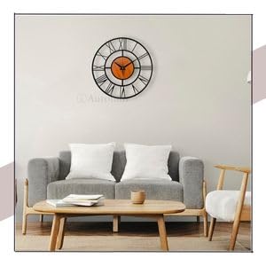 Image of PRAMUKH FASHION Wall Clock Stylish Metal Analog Wall Clock for Living Room, Bedroom, Office, Kitchen, Home and Hall | Antique Fancy Big Size Modern Wall Watch (ST-1 Wooden, 24 INCH)