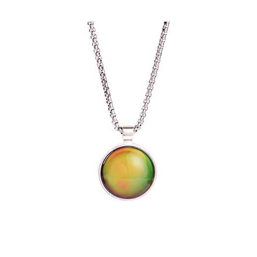 KOEDLN Color Changing Necklace Round Glass Convex Simple Necklace Temperature Color Change Creative Jewelry for Women Men