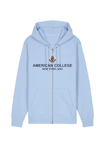 Sweat zip American College bleu ciel homme L résout vos pannes d'inspiration style