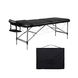 Massageligstoel, inklapbaar, in hoogte verstelbaar, massagetafel, cosmetica-ligstoel, therapielligstoel, massagebed, 3 zones, aluminium voeten, draagtas, draagbaar, afmetingen: 185 x 60 cm