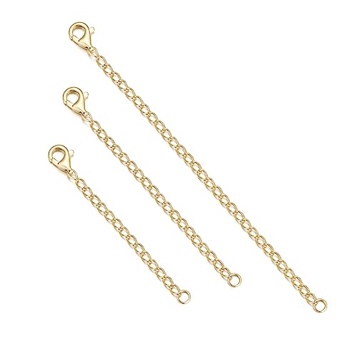 Image of 14K Gold Durable 1.5 inch /2 inch /3 inch Chain Extender, Yellow /White /Rose Gold Removable Necklace Chain Extension with Sturdy Lobster Clasp, Adjustable Extender Chain for Necklace Anklet Bracelet