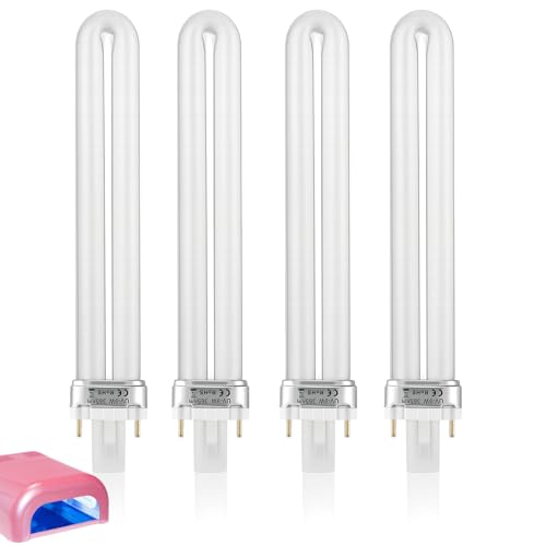 Girihe Lot de 4 ampoules UV de rechange 9 W 365 NM pour ongles en gel, lampe UV pour ongles en gel, lumière U V pour ongles à faire soi-même
