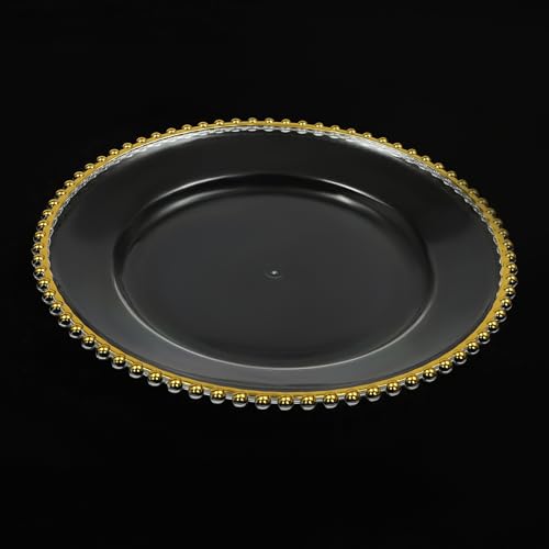 25 Platos Claros Dorados Redondos 12.6 pulg Plástico miniatura 5