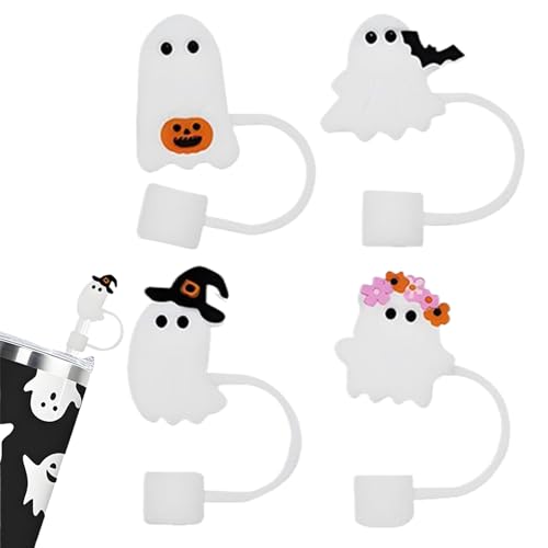 Toppers de paille d'Halloween - Bassons de couverture en silicone, accessoires de paille festifs réutilisables | décor de tasse de fête de vacances effrayants, idéal pour les gobelers tasses boissons