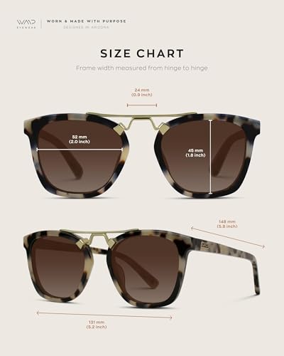 WMP Eyewear - Women's Oversized Polarized Sunglasses: Square Vintage Style with Metal Double-Bar Bridge4