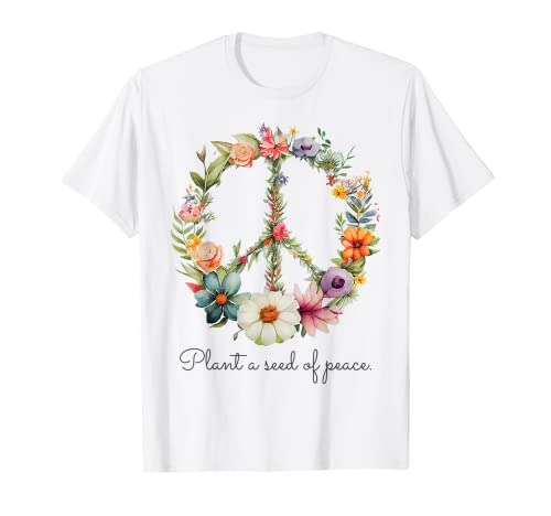 Daisy Peace Sign Hippie Soul Tshirt Flower Lovers Acquerello Maglietta