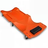 Magshion Mechanic Creeper with Padded Headrest and Tool Tray, 330 lbs Capacity Rolling Garage Shop Creeper with 6 Wheels, Lightweight and Portable Automotive Creeper (Orange)