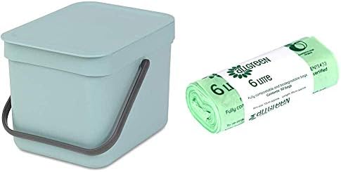 Brabantia Sort & Go Food Waste Bin (3L / Grey) Small Countertop Kitchen Compost Caddy with Handle & Removable Lid, Easy Clean