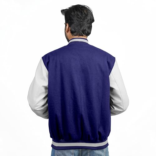 Image of Men's Fashion Varsity Jacket Causal Slim Fit Wool Letterman Baseball Bomber Jackets