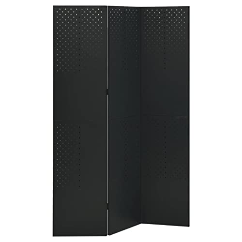 Mangloder - Biombo plegable de acero (3 piezas, 120 x 180 cm), color negro