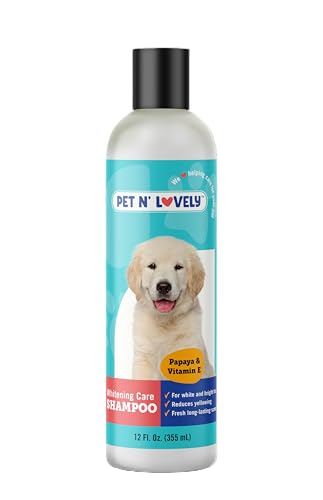 Pet N' Lovely WHITENING Care PET Shampoo | for White and Bright Fur | for Dogs and Cats | Reduces Yellowing | Fresh Long Lasting Scent | Deep Cleans and Brightens | 12 Fl. Oz., Clear
