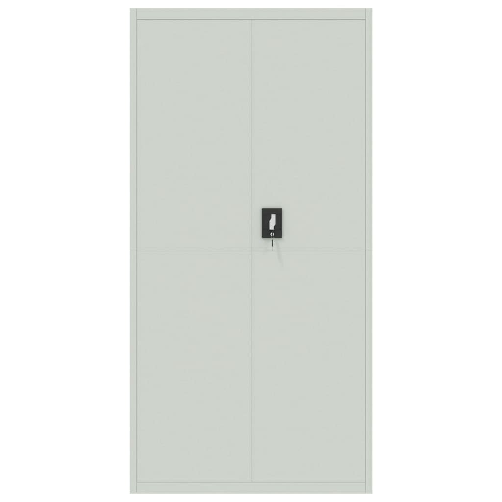 Armario archivador 90 x 40 x 180 cm, acero, con cerradura, color gris claro con 4 estantes para documentos y suministros de oficina
