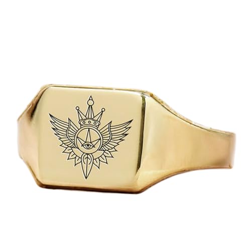 Bague carrée symbole de protection argent sterling 925 chevalière vintage