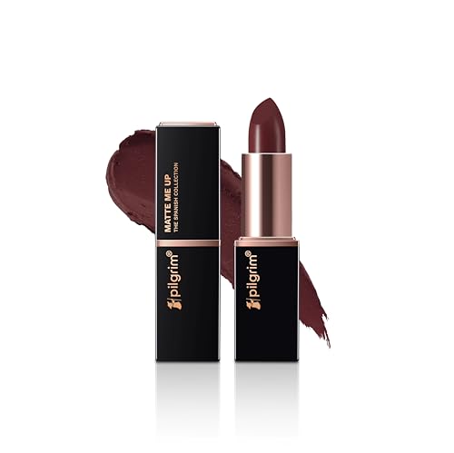 Image of Pilgrim Matte Me Up Bullet Lipstick 4.2g | Creamy, Lightweight, Bold, Non Drying | SPF 30 | Enriched With Hyaluronic Acid & Spanish Squalane | Lipstick for dusky skin tone | Sultry Wine-26