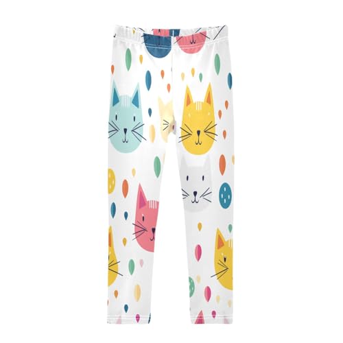 Toddler Girls Leggings Printed Yoga Pants Leggings Yellow Red Cat for Kids