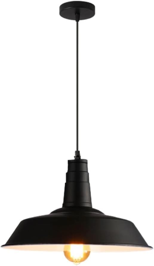 Genérico Araña moderna, Loft Retro Pendant Light - Macaron Color Industrial Chandeliers Coffee Shop Clothing Store Hanging Lamp lamp(Black,46 * 28cm)