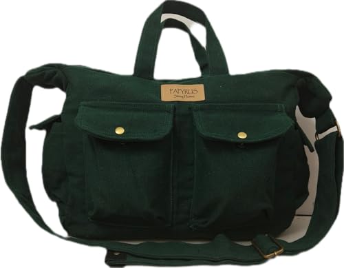 Image of ROUGH Canvas Cotton messenger bag.15'' Lap top. Large size 36x27x11 cm(12Ltr) Metal zipper closure. Allround pockets. Vintage look. Antique fittings.Sustainable