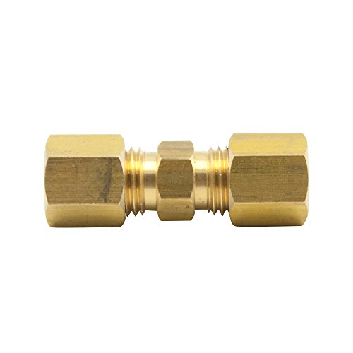 Legines Brass Compression Tube Fitting, Union, 3/8" OD x 3/8" OD, Pack of 2