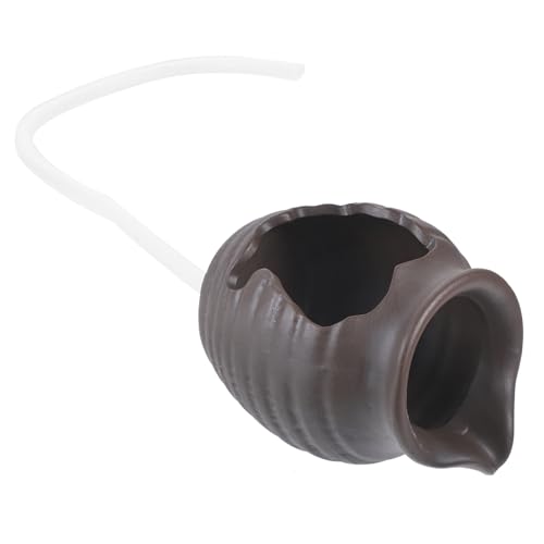 LOLIPPYY Vaso Fontana in Ceramica Cascata Circolante Decorazione Fontana Decorativa Per Giardino e Interni Acqua Decorativa Per Cortile e Arredamento Casa, Piccolo Formato Marrone Senza Pompa