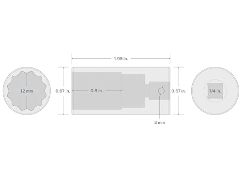 Image of TEKTON 1 /4 Inch Drive x 12 mm Deep 12-Point Impact Socket | SID03312