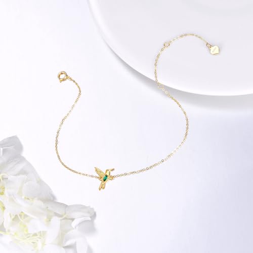 Image of DOVRAN 9K /10K /14K Gold Butterfly /Dragonfly /Hummingbird Bracelet for Women Real Yellow Gold Animal Bracelet Jewelry Birthday Gifts for Mom Wife