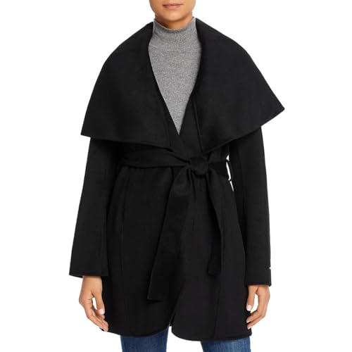 Image of TAHARI Womens Double-faced Luxury Soft Wool Blend Peacoat Removable Belt Wool Coat Oversized Collar