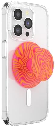 PopSockets Phone Grip for MagSafe, Magnetic Holder, Phone Stand, Hot Pink - Swirl Aviation Orange