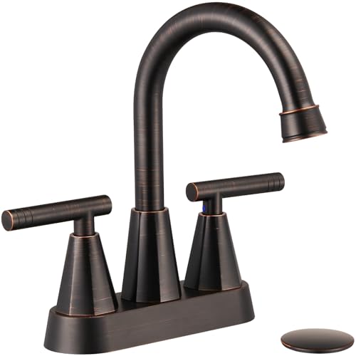 Cobbe Bathroom Vanity Faucets 4-Inch Oil Rubbed Bronze Bathroom Sink Faucet 2 Handle Sink Faucet with Pop Up Drain and Water Supply Lines ORB