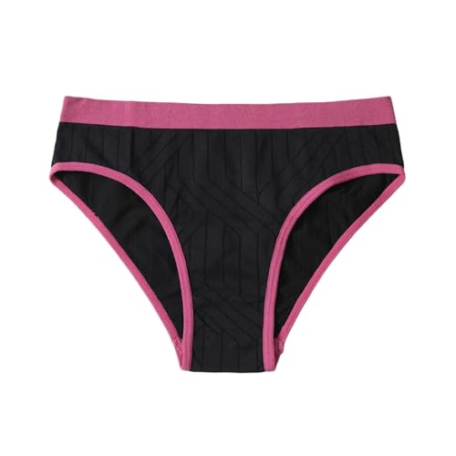 Women's Underwear Cute High Waisted Ladies Panties Fashion Color Block Full Coverage Briefs 2 Pack Hot Pink