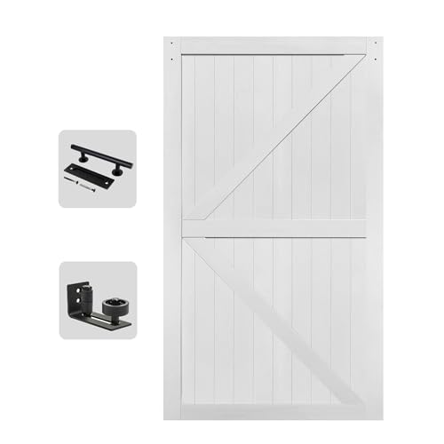 S&Z TOPHAND® 54in x 84in MDF White Barn Door, 21-60in Solid Barn Door Slab Covered with Water-Proof...